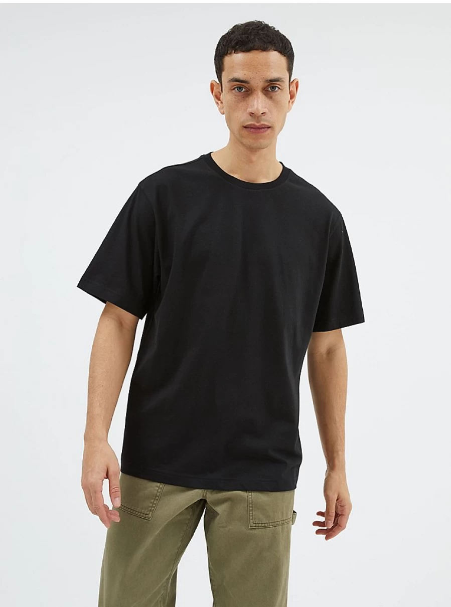 George at Asda Men's Black Oversized Plain T-Shirt - Comfort Fit Casual Essential