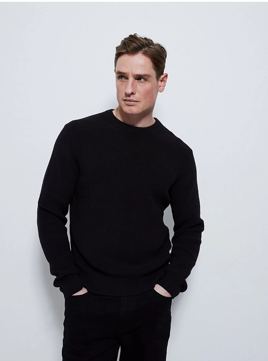 Men's Black Crew Neck Jumper | George at Asda | Comfortable & Stylish Knitwear