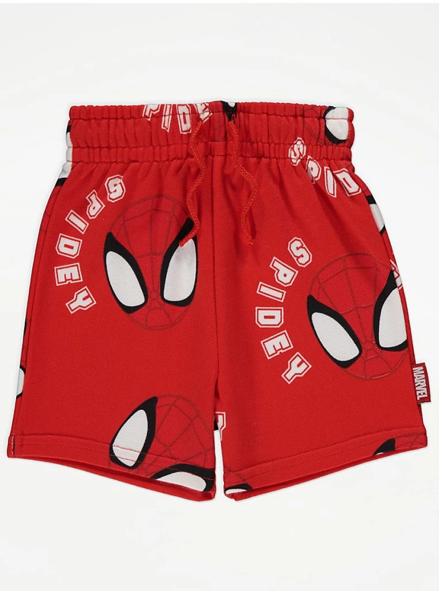 "George at Asda Boys' Marvel Spider-Man Red Jersey Shorts – Kids' Superhero Costume & Play Outfit"