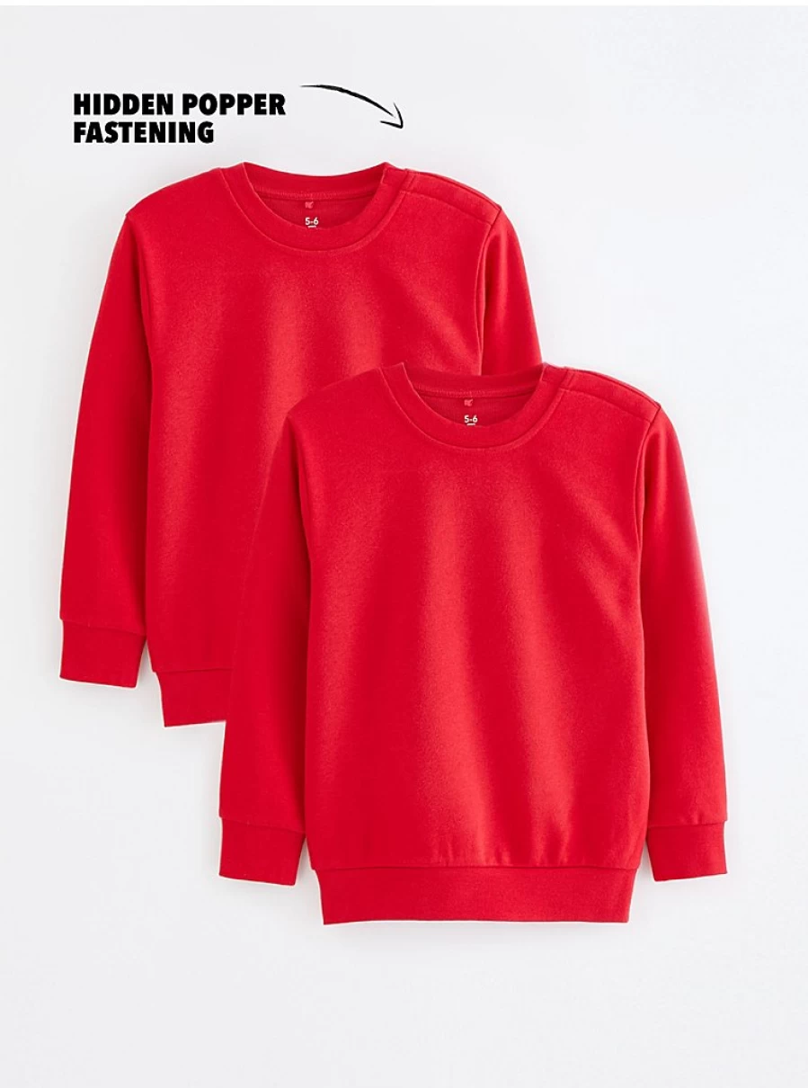 "George at Asda Easy On School Sweatshirt 2 Pack - Comfortable Kids' Pullover for School"