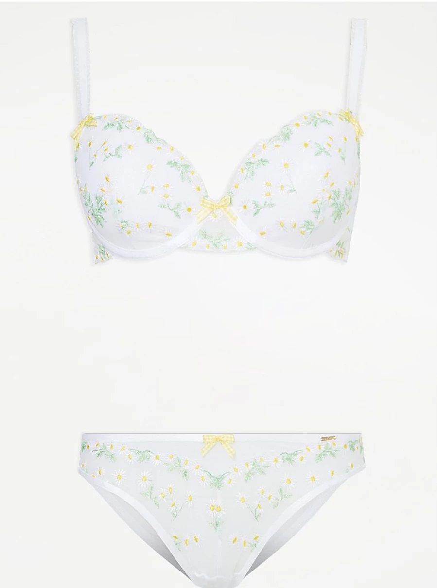 George at Asda Entice White Daisy Lace T-Shirt Bra & Brazilian Knickers Set Review