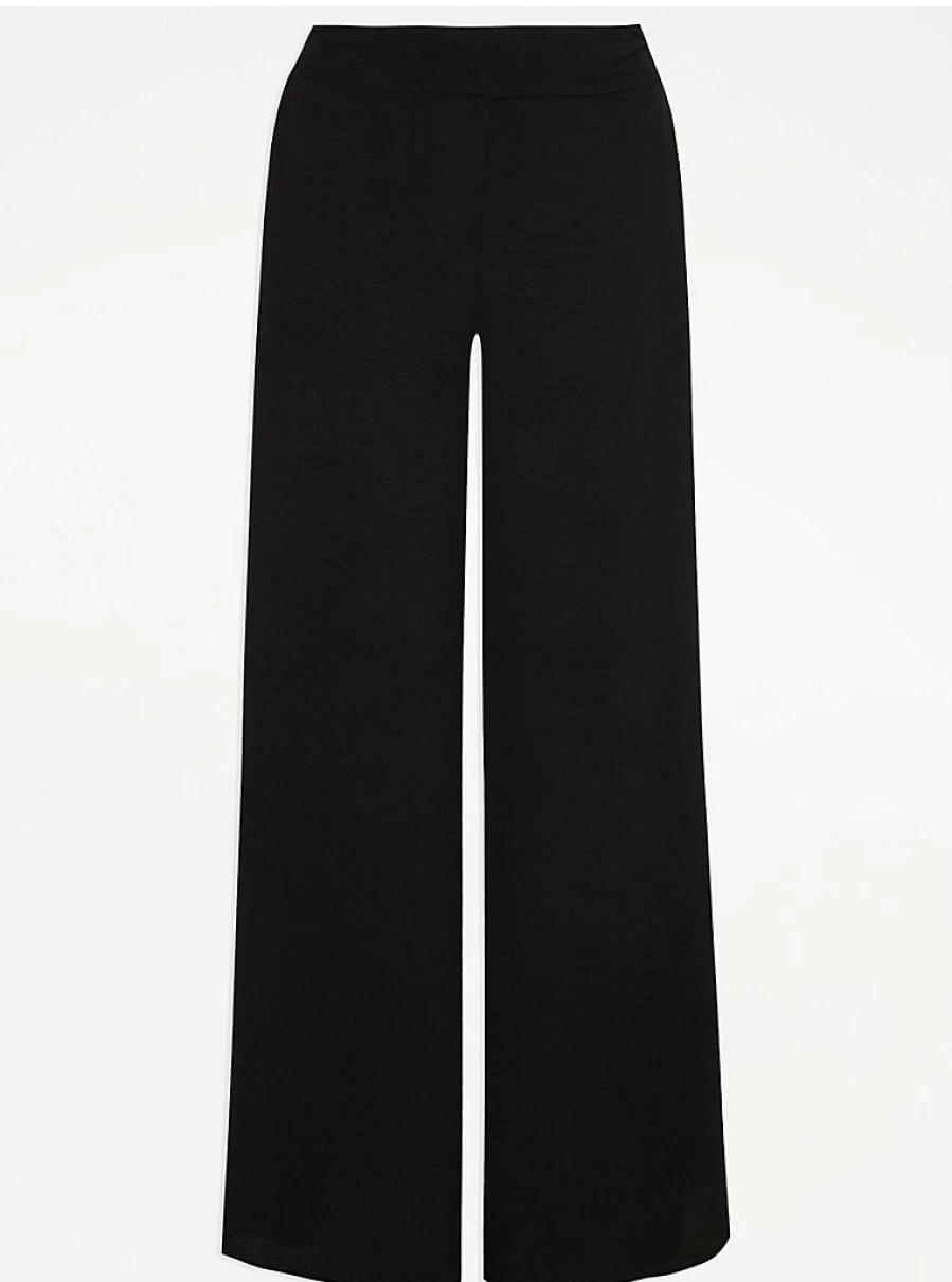 "George at Asda Women's Black Linen-Look Wide Leg Trousers – Comfort & Style"
