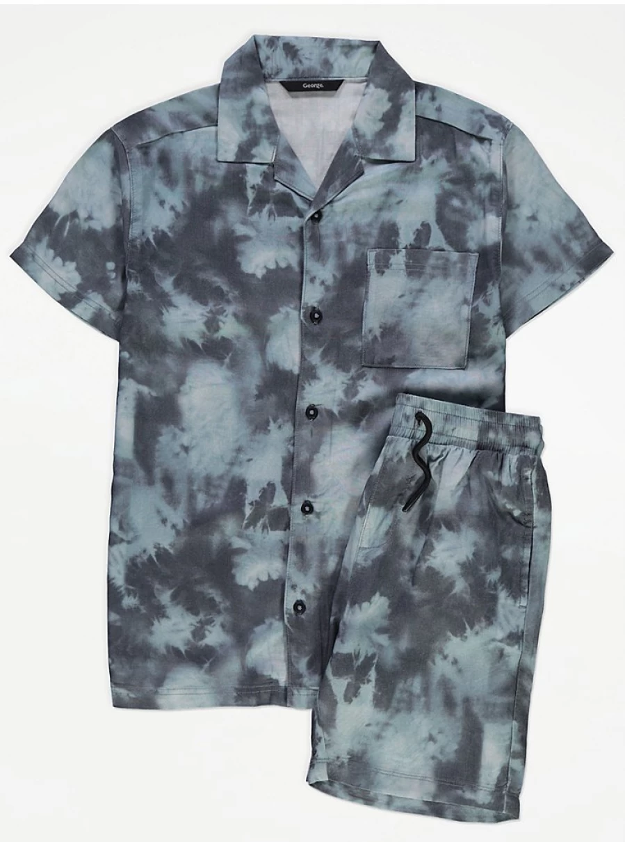 "George at Asda Boys' Blue Tie-Dye Lightweight Shirt and Shorts Set – Kids' Summer Outfit Reviews"