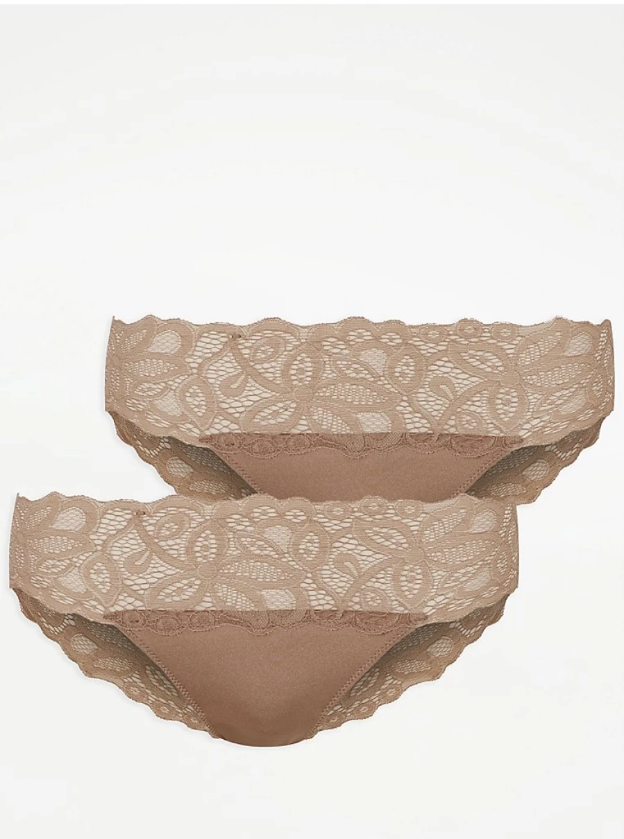 "George at Asda Women's Brown Bandeau & Short Knickers 2-Pack Lingerie Set"