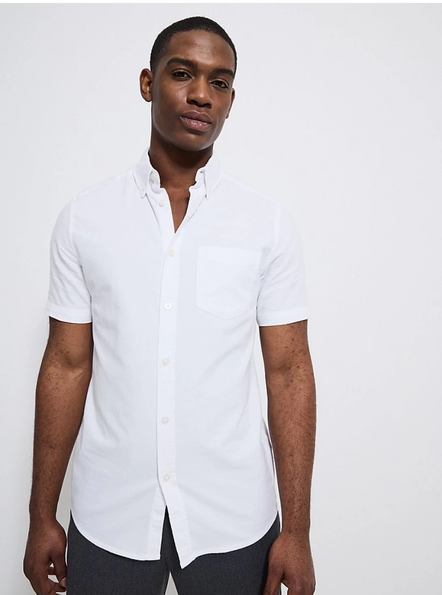 Boys' White Slim Fit Short Sleeve Oxford Shirt | George at Asda