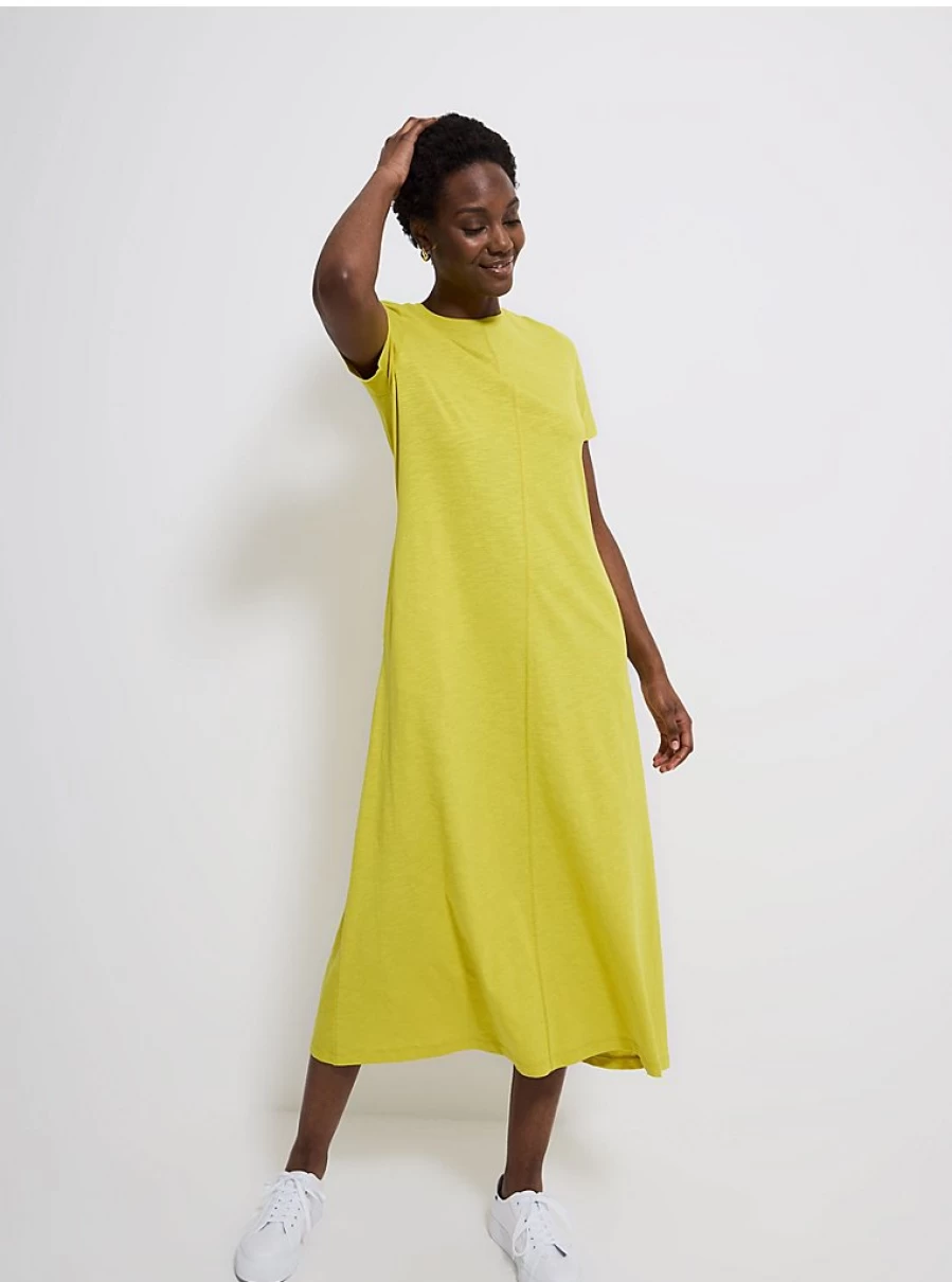"George at Asda Women's Lime Green Midi T-Shirt Dress with Seam Detail | Comfortable Casual Dress"