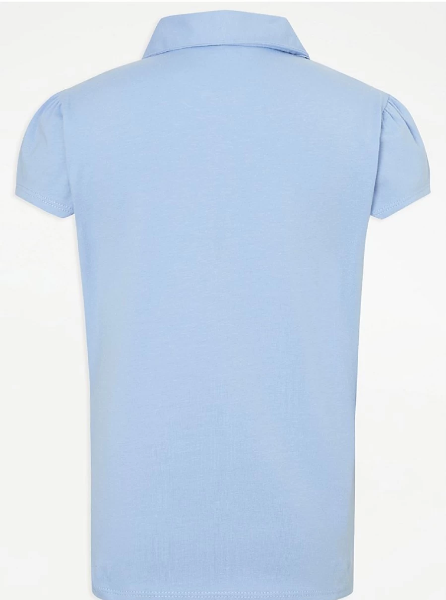 2 Pack Girls' Light Blue Ruffle Detail Polo Shirts for School | George at Asda