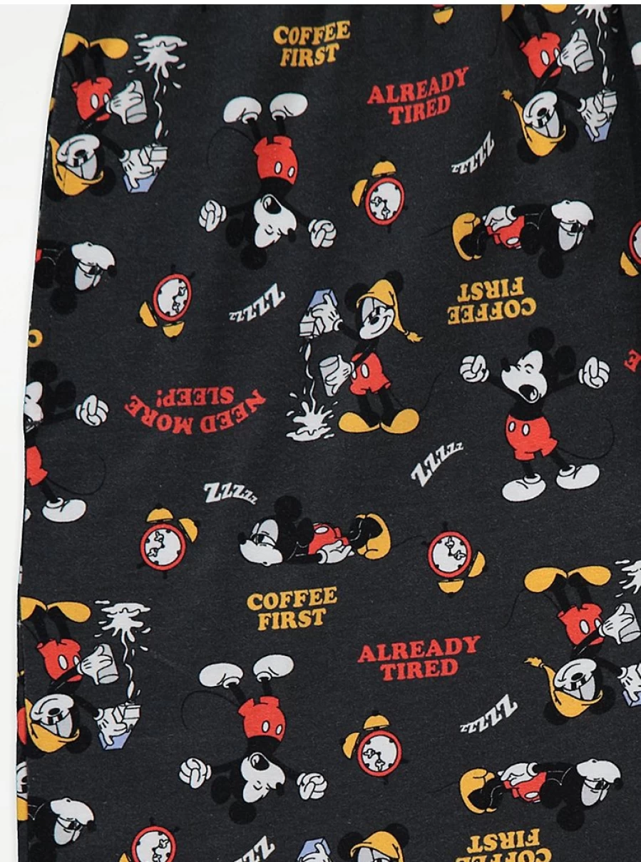George at Asda Men's Disney Mickey Mouse Lounge Pants with Slogan Design - Comfortable Sleep Bottoms