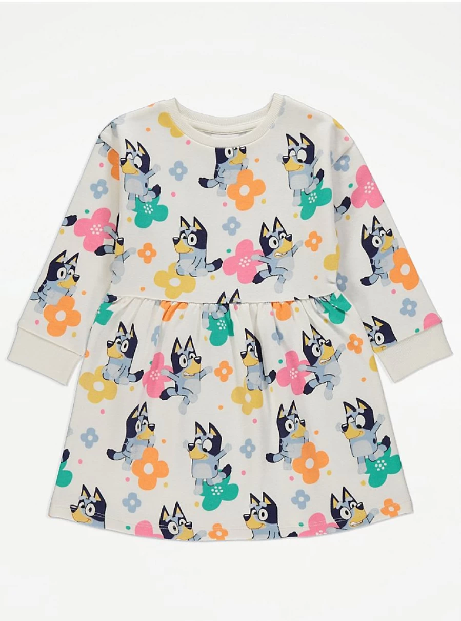 "Bluey Flower Sweatshirt Dress for Girls | George at Asda | Cute Kids' Casual Wear"