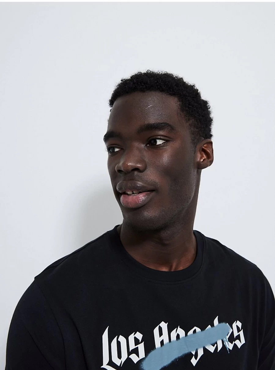 Men's Black Los Angeles Graphic Spray Paint T-Shirt by George at Asda