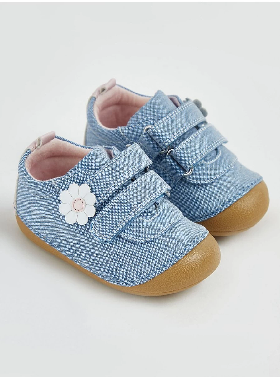 "George at Asda Baby Denim Flower Double Strap Trainers – Comfortable & Stylish Infant Shoes"