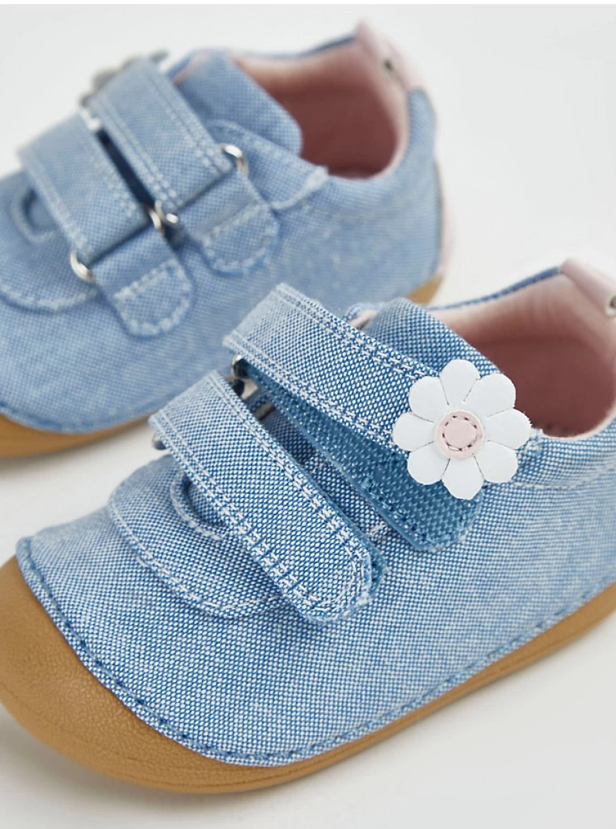 "George at Asda Baby Denim Flower Double Strap Trainers – Comfortable & Stylish Infant Shoes"