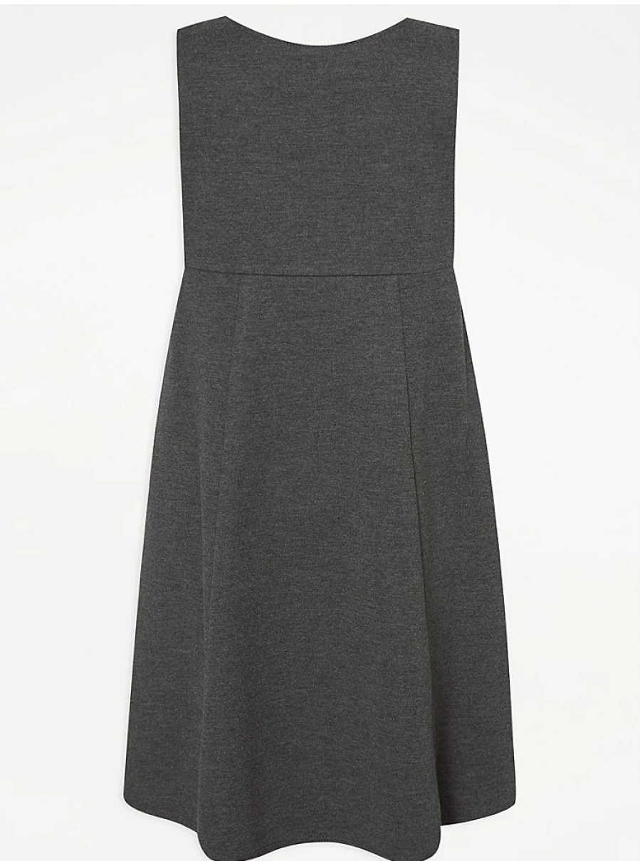 "George at Asda Girls' Grey Plus Fit Bow Pinafore Dress 2-Pack – School Uniform Essentials"