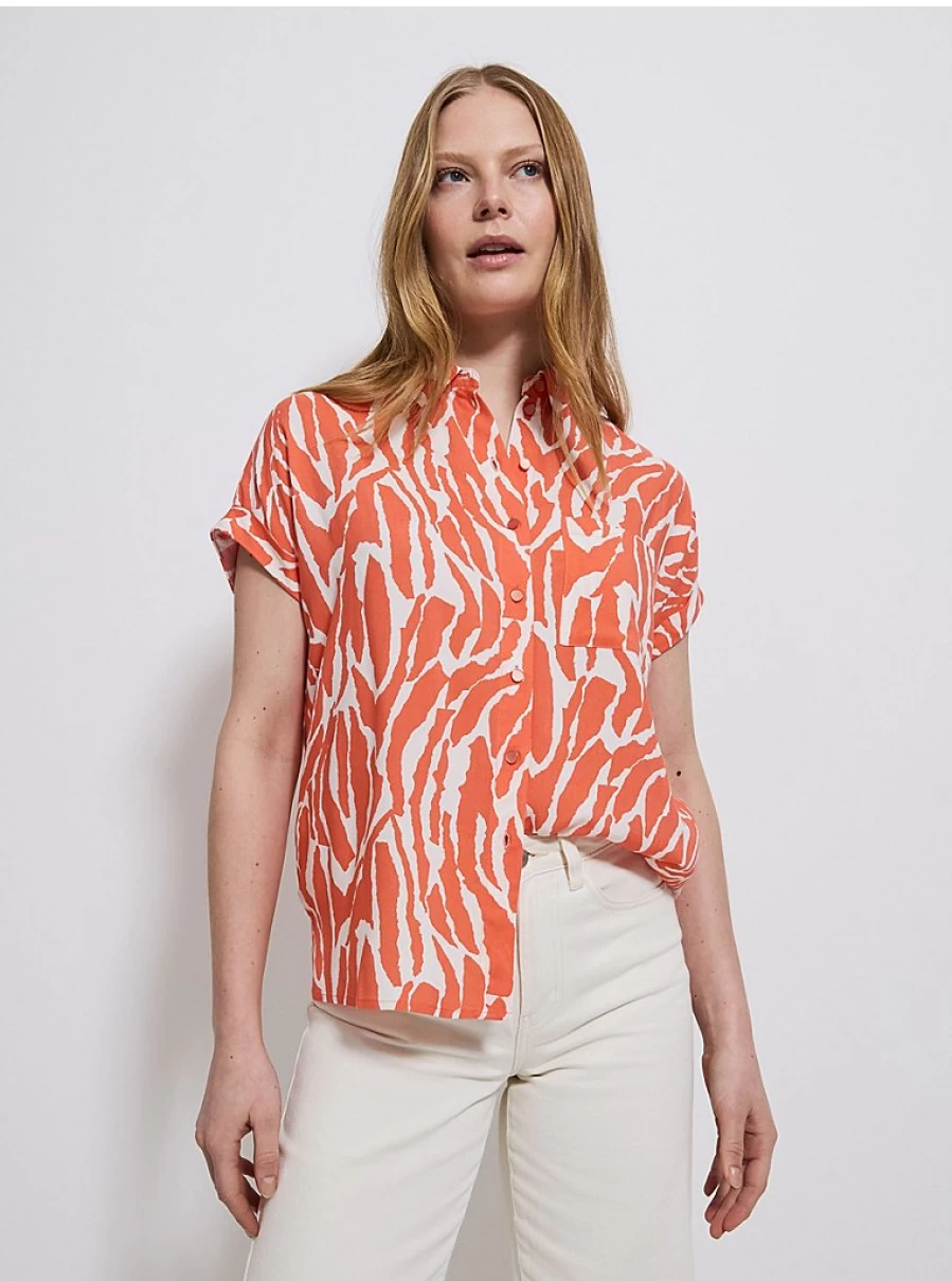 Women's Orange Zebra Print Short Sleeve Shirt by George at Asda | Stylish Summer Top Review