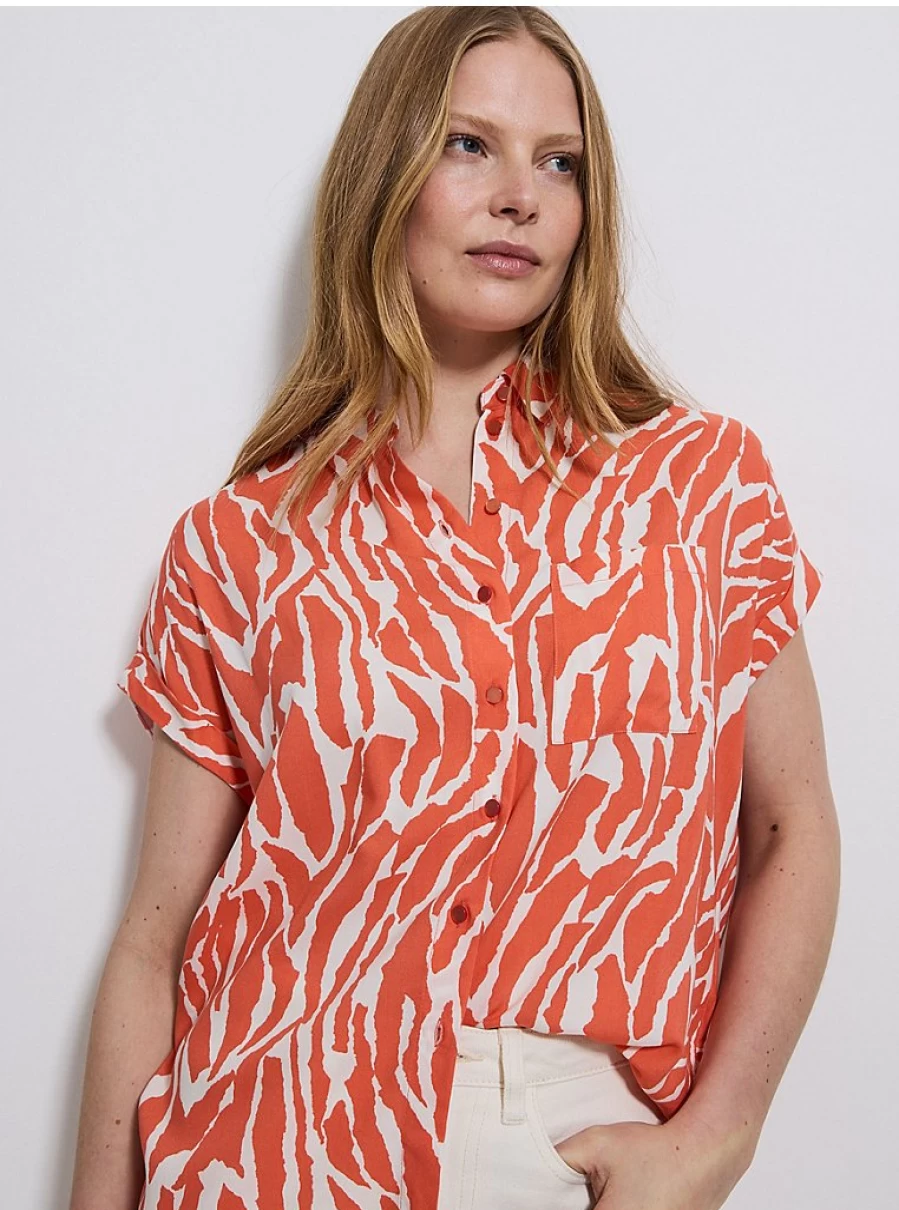 Women's Orange Zebra Print Short Sleeve Shirt by George at Asda | Stylish Summer Top Review