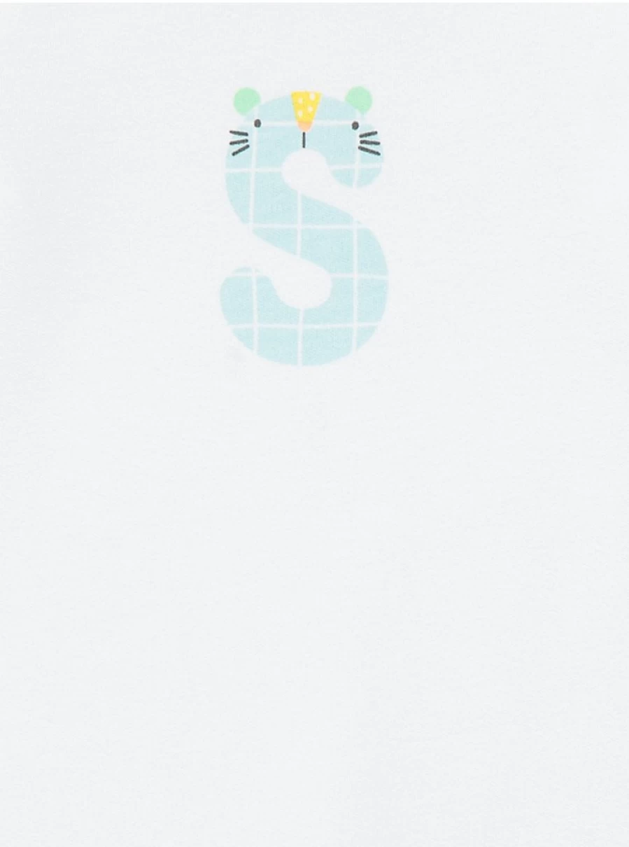 George at Asda Baby White Animal Letter S Sleepsuit - Soft Cotton Sleepwear for Infants