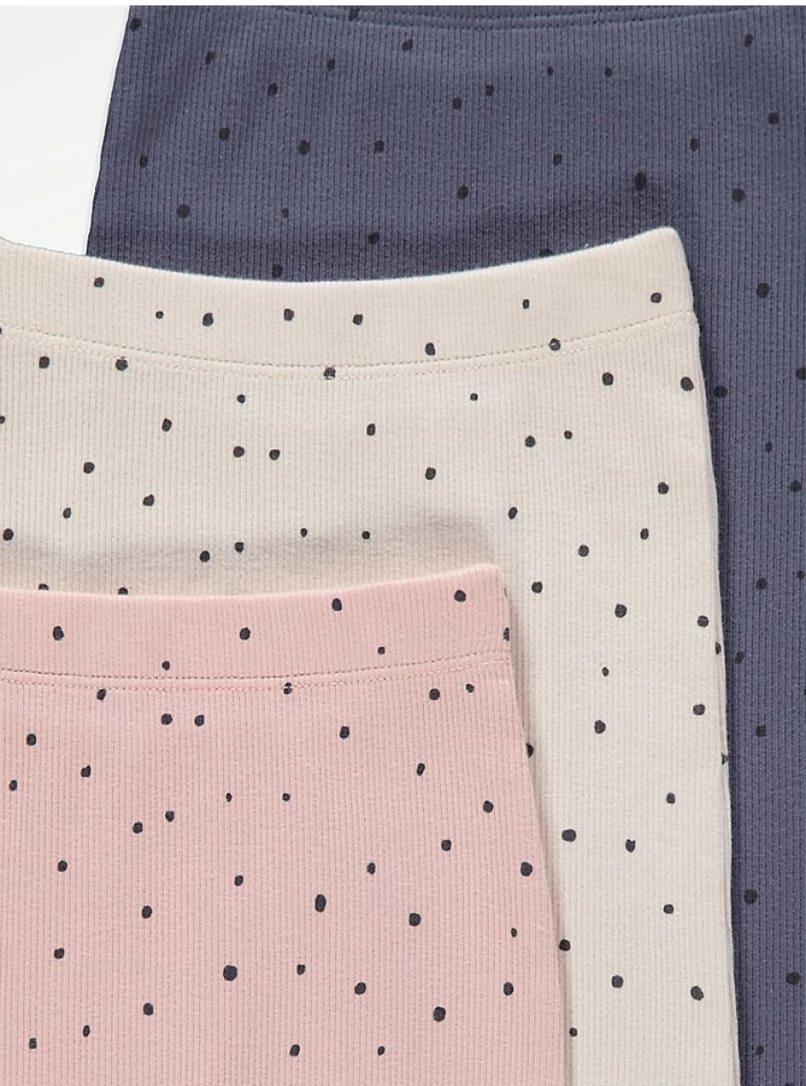 George at Asda Baby Spot Ribbed Leggings 3-Pack | Soft Stretch Comfort | Newborn & Infant Essentials