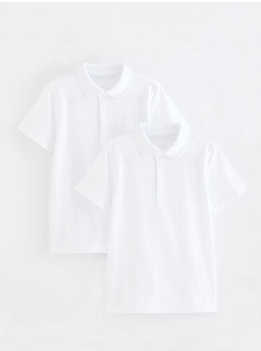 George at Asda White School Polo Shirt Set for Kids - Comfortable & Durable Uniform Top