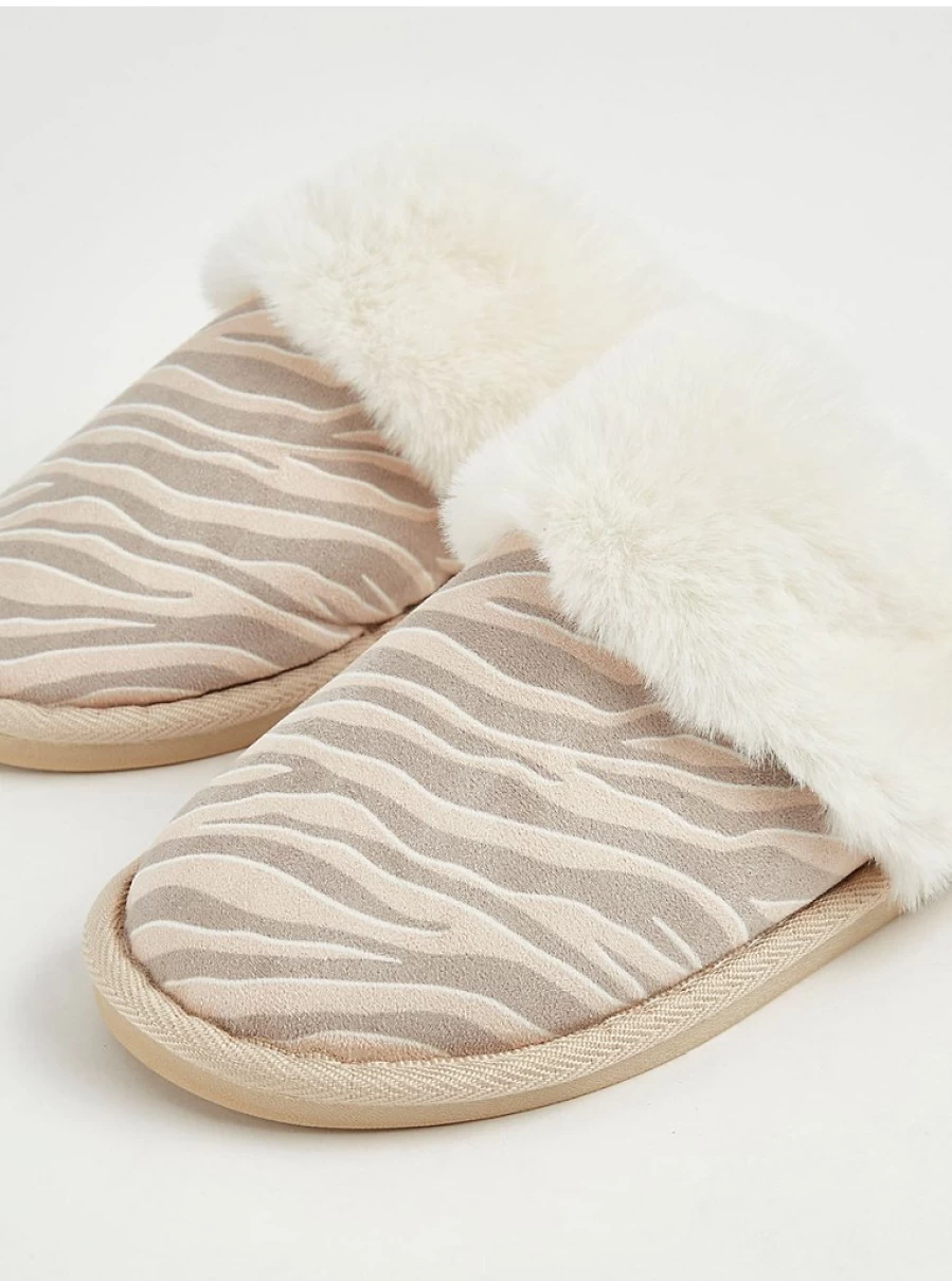 George at Asda Suede Effect Zebra Print Faux Fur Mule Slippers - Cozy Indoor/Outdoor House Shoes Review