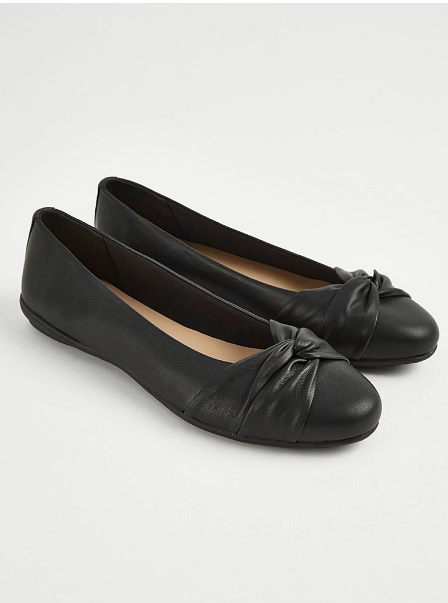 "George at Asda Women's Black Twist Front Ballet Flats | Comfortable & Stylish Ballet Shoes"