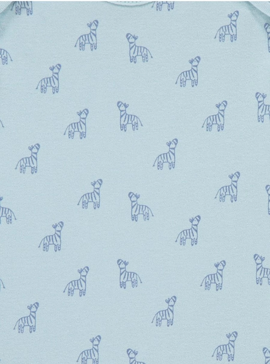 George at Asda Baby Blue Zebra Short Sleeve Bodysuits - 7 Pack Set for Infants