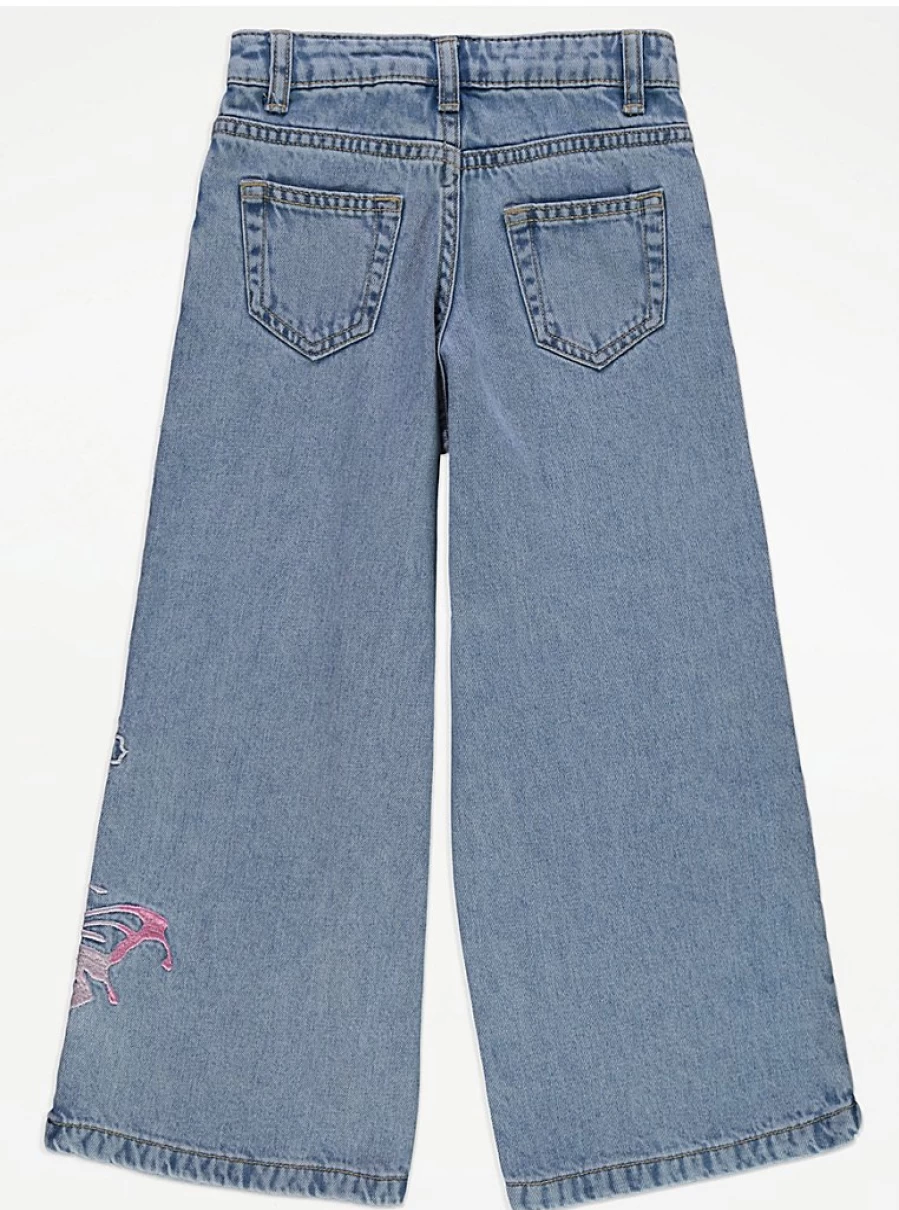 "George at Asda Kids Blue Butterfly Embroidered Wide Leg Jeans Review"