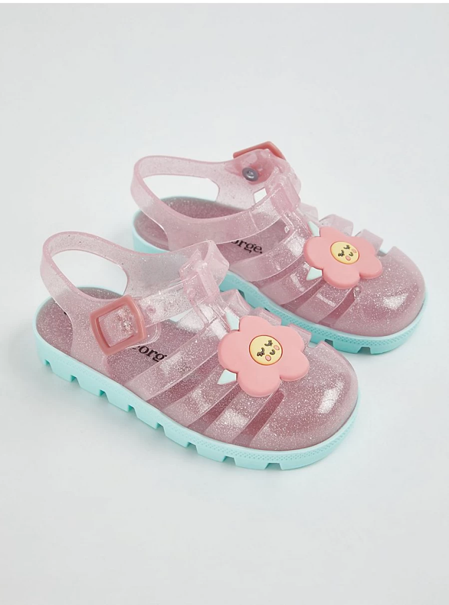 George at Asda Girls' Pink Glitter Flower Jelly Sandals | Kids' Sparkly Summer Shoes Review