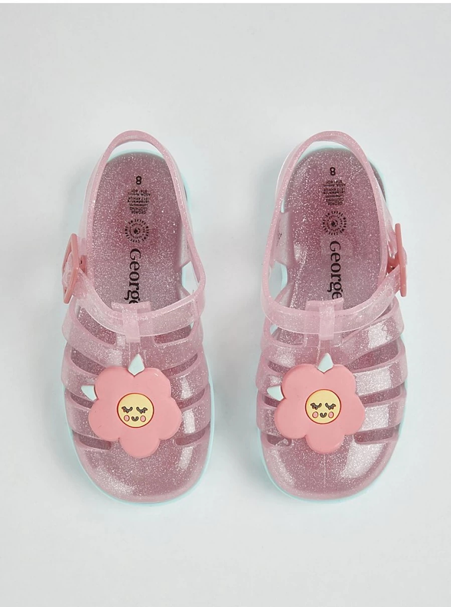George at Asda Girls' Pink Glitter Flower Jelly Sandals | Kids' Sparkly Summer Shoes Review