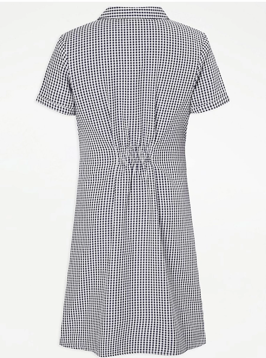 Girls Navy Blue Gingham School Dress with Belt - George at Asda