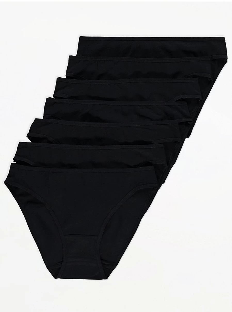 "George at Asda Black High Leg Knickers 7-Pack | Basic Lingerie Set | Multipack Underwear"