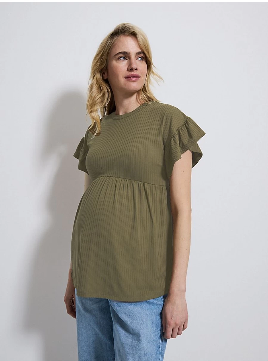 Baby Khaki Ribbed Peplum Top | George at Asda | Soft & Stylish Infant Wear