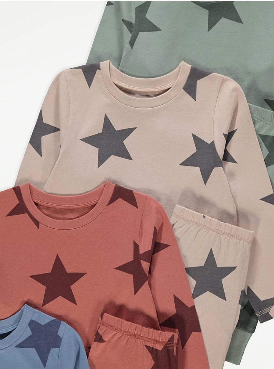 "George at Asda Boys' Star Print Long Sleeve Pyjamas 5-Pack | Kids Pajama Set Review"