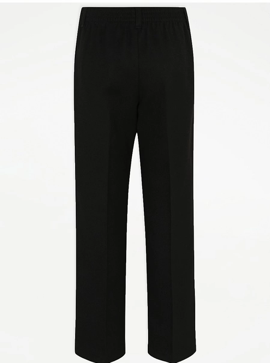 "George at Asda Boys' Black Plus Fit Half Elastic School Trousers 2-Pack – Comfortable & Durable Uniform Pants"
