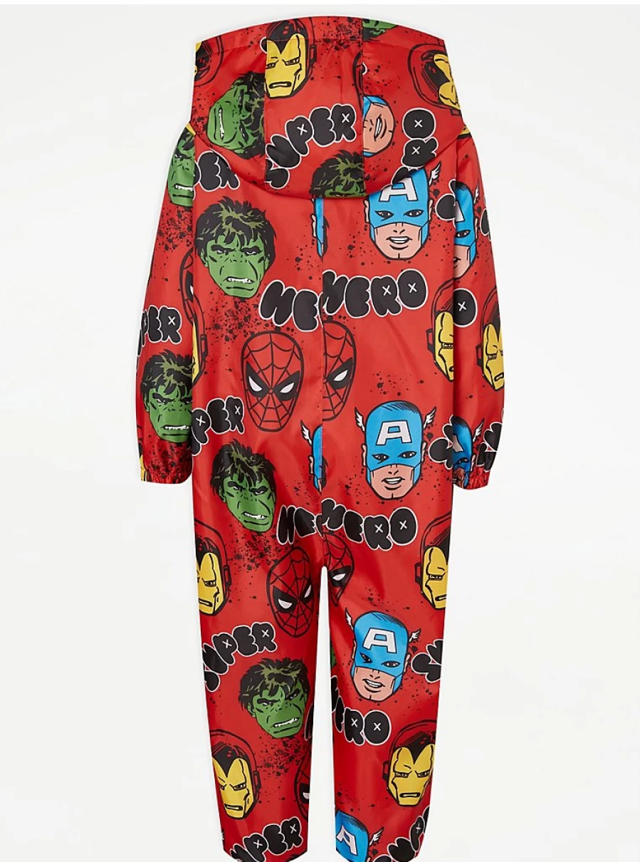 Marvel Superhero Boys Red Lightweight Puddle Suit - George at Asda Kids Rainwear