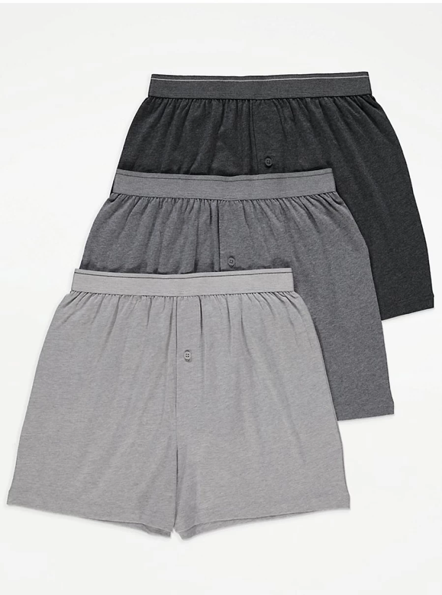 "Boys' Grey Loose Fit Boxer Shorts 3-Pack | George at Asda"