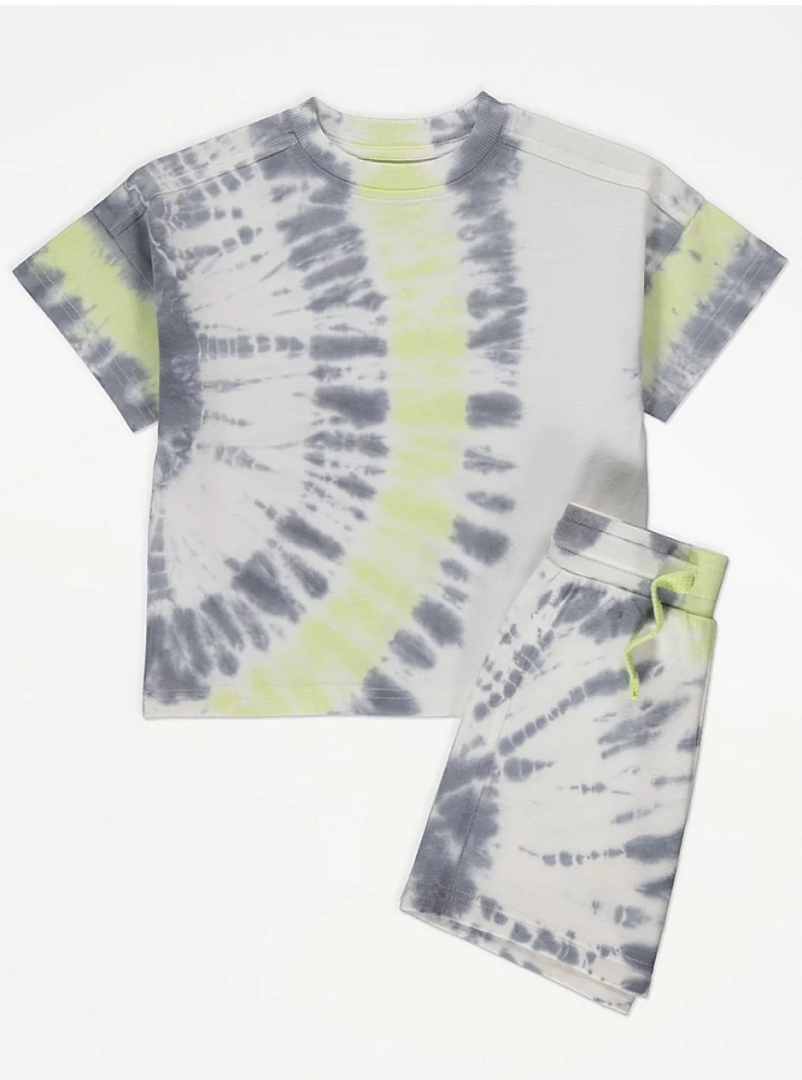 "George at Asda Boys Grey Tie Dye Short Sleeve T-Shirt and Shorts Set Review"