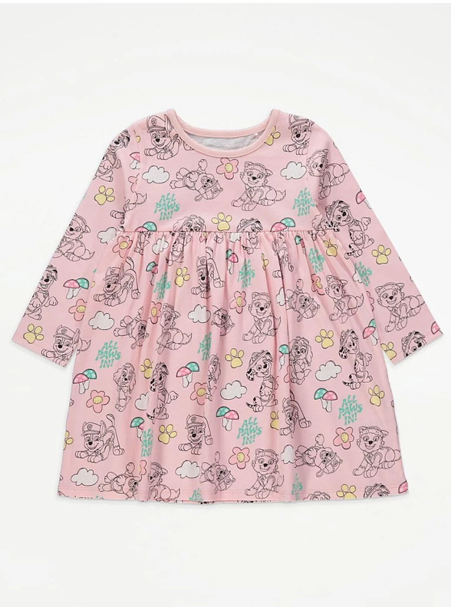 Paw Patrol Pink Long Sleeve Dress for Girls | George at Asda Kids' Clothing