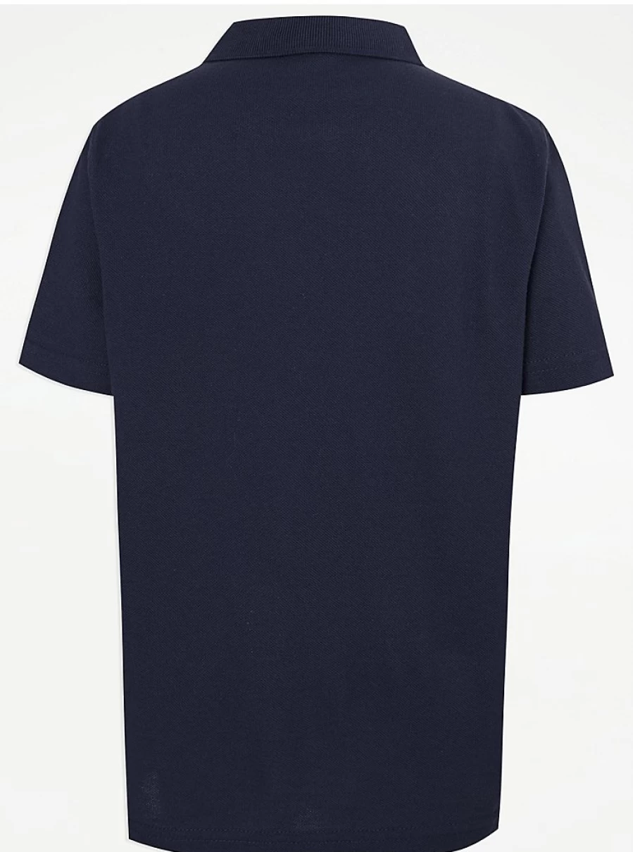 "George at Asda Navy Blue Short Sleeve Polo Shirts 2-Pack for School Uniforms"