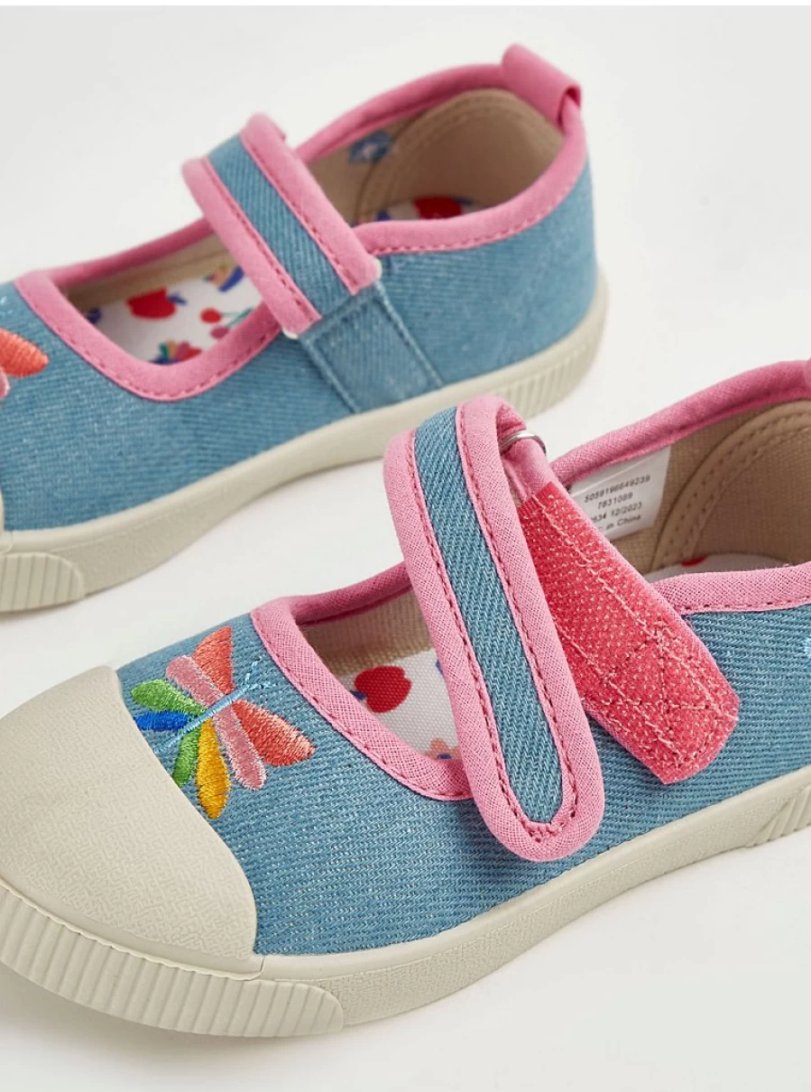 "George at Asda Girls' Blue Denim Embroidered Butterfly Mary Jane Shoes Reviews"