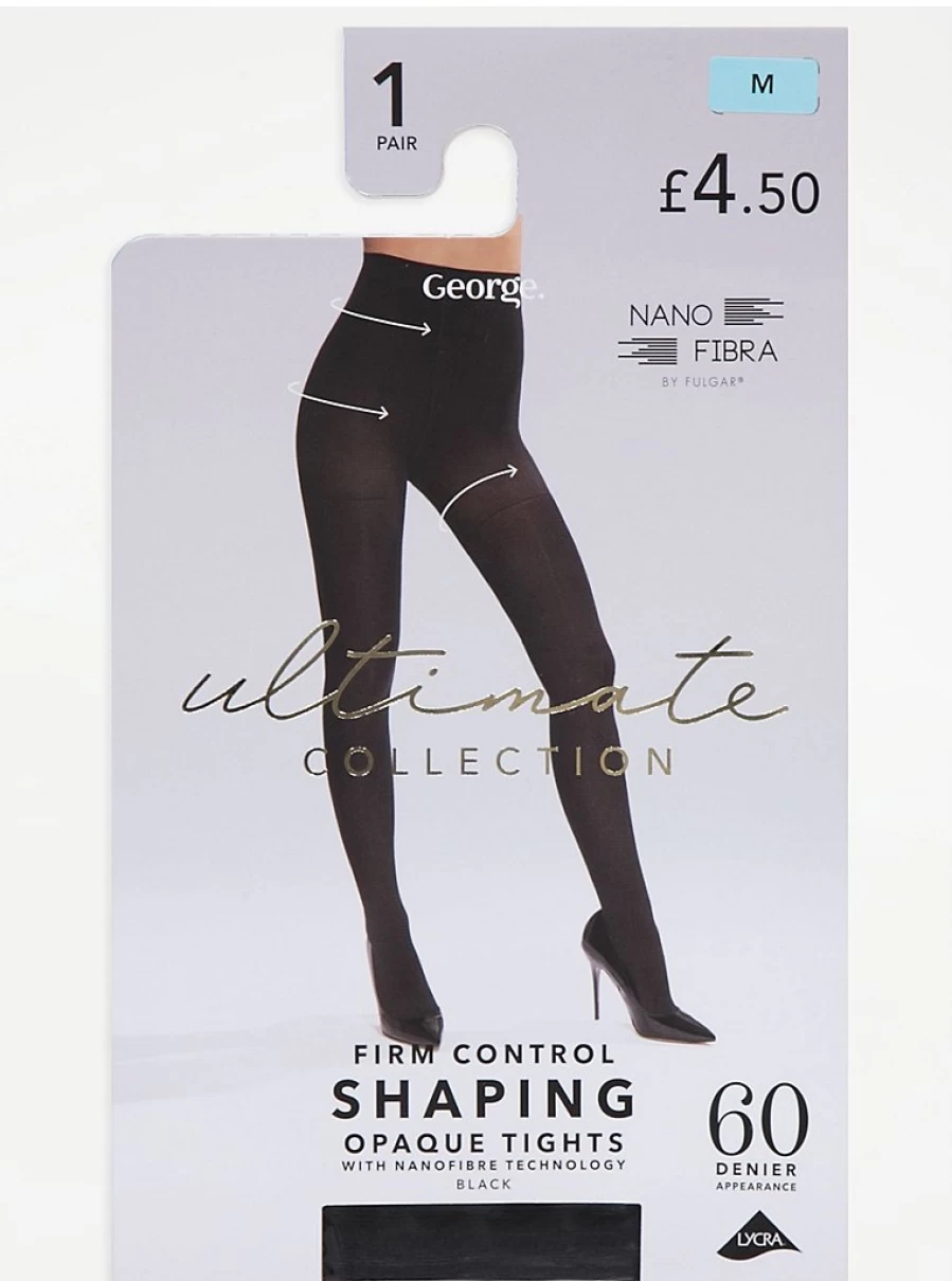 "George at Asda Black Firm Control Waist Shaping Tights 60 Denier Review | Lingerie"