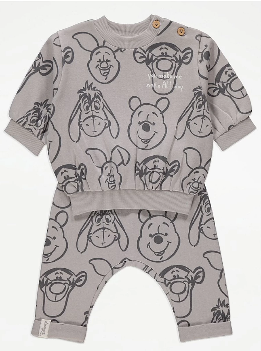 George at Asda Boys' Disney Winnie The Pooh Grey Sweatshirt & Joggers Set - Comfortable Outfit Review