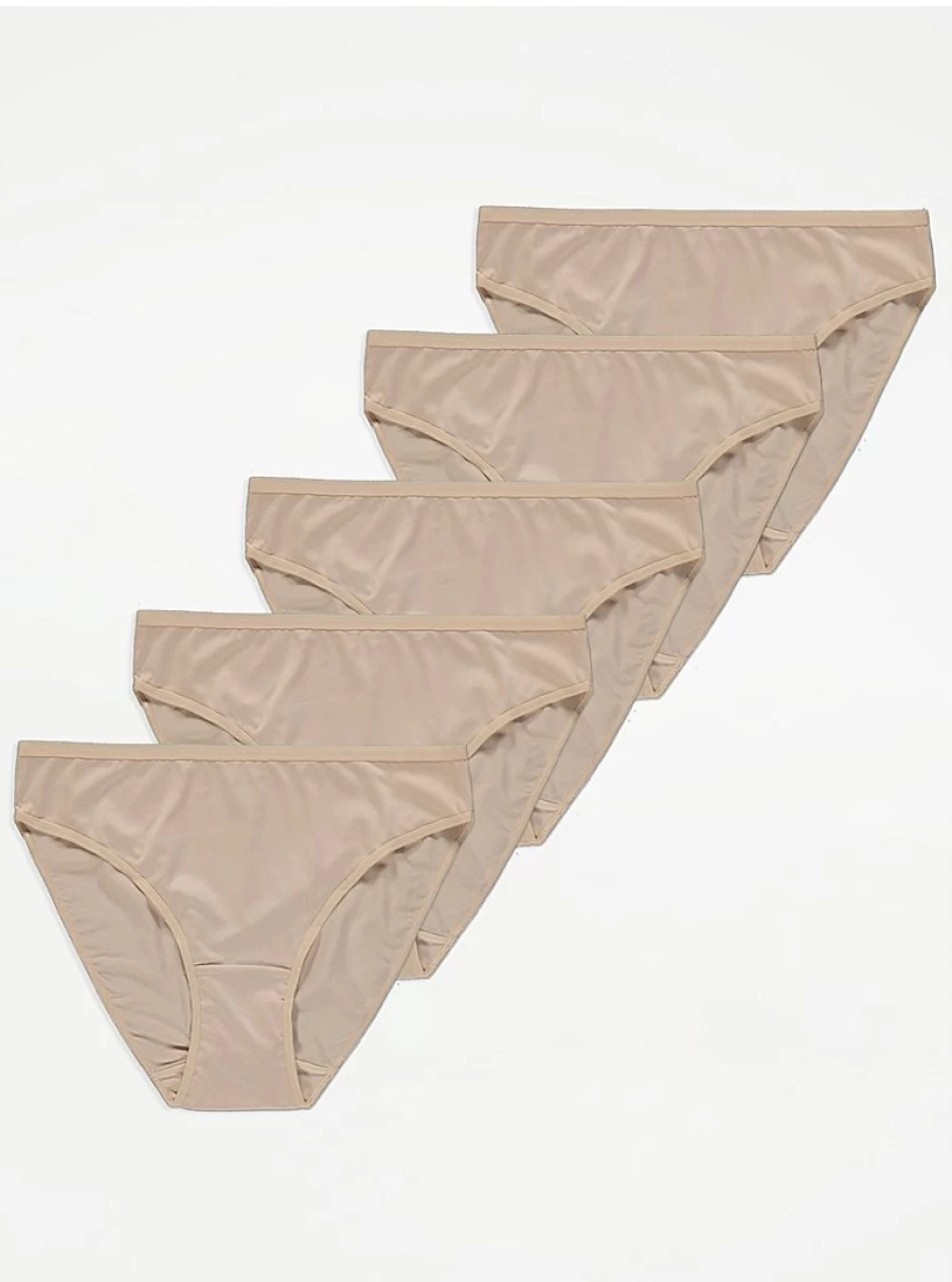 "George at Asda Nude High Leg Microfibre Knickers 5-Pack | Comfortable Lingerie Set"