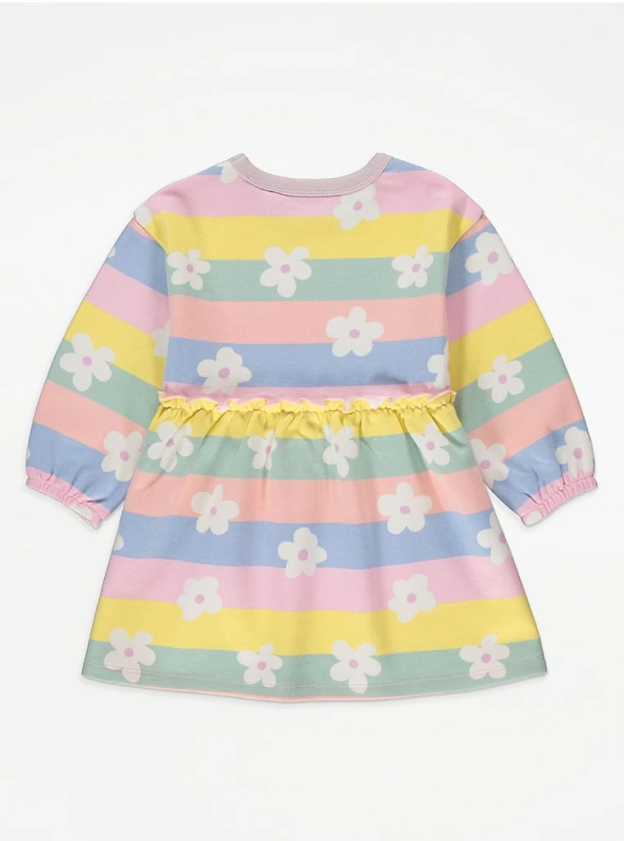 "George at Asda Girls' Bright Striped Floral Knit Sweater Dress Reviews"