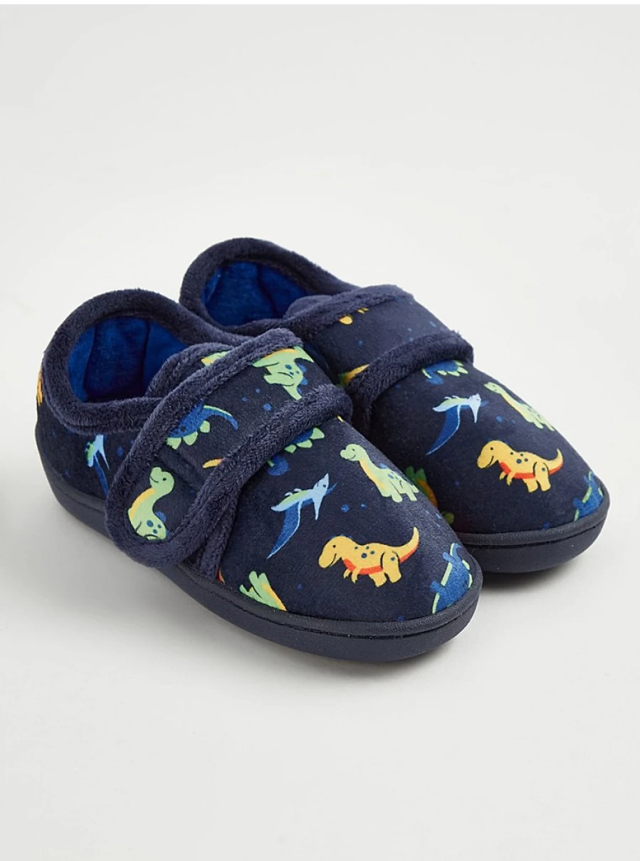 George at Asda Boys' Navy Blue Dinosaur Print Cupsole Slippers – Comfortable Kids' Slipper Shoes Review