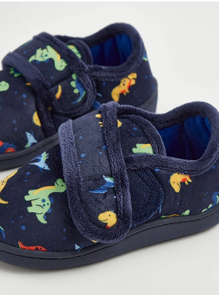 George at Asda Boys' Navy Blue Dinosaur Print Cupsole Slippers – Comfortable Kids' Slipper Shoes Review