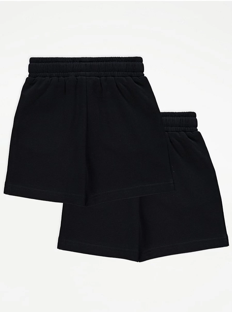 "George at Asda Boys' Black Jersey Shorts 2-Pack – Comfortable Kids' Athletic Shorts"