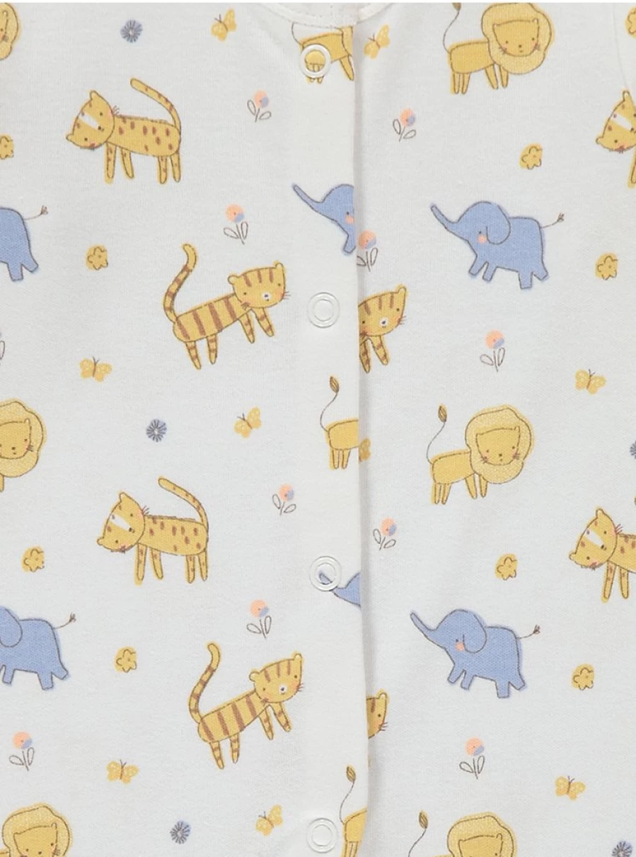 George at Asda Baby Safari Animals Sleepsuits 5-Pack - Soft, Comfortable & Cute Sleepwear for Infants