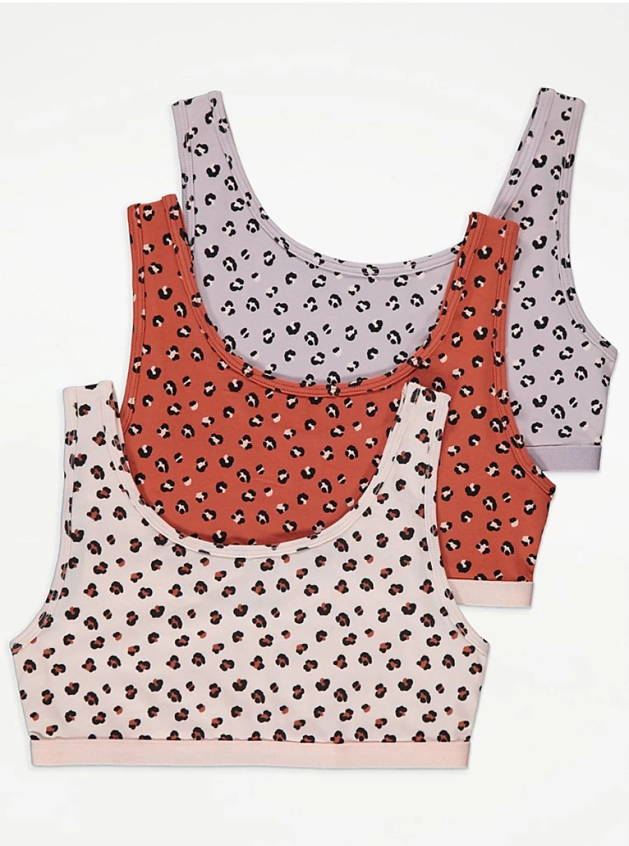 "George at Asda Kids Leopard Print Crop Tops 3-Pack | Comfortable & Stylish"
