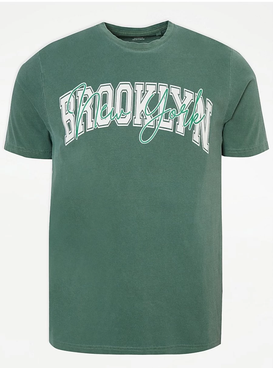 Men's Green Vintage Brooklyn Graphic T-Shirt | George at Asda