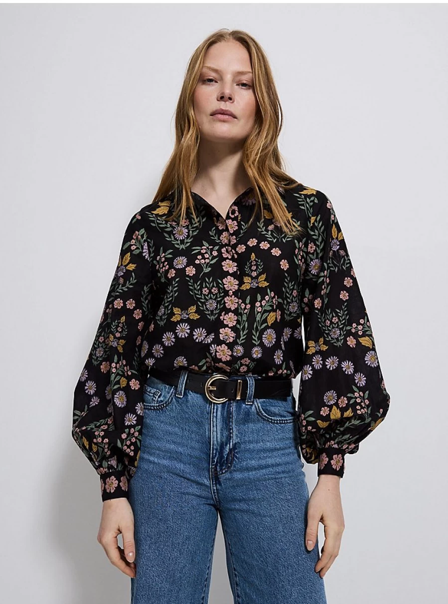 "George at Asda Women's Black Floral Print Long Sleeve Shirt Review & Style Guide"